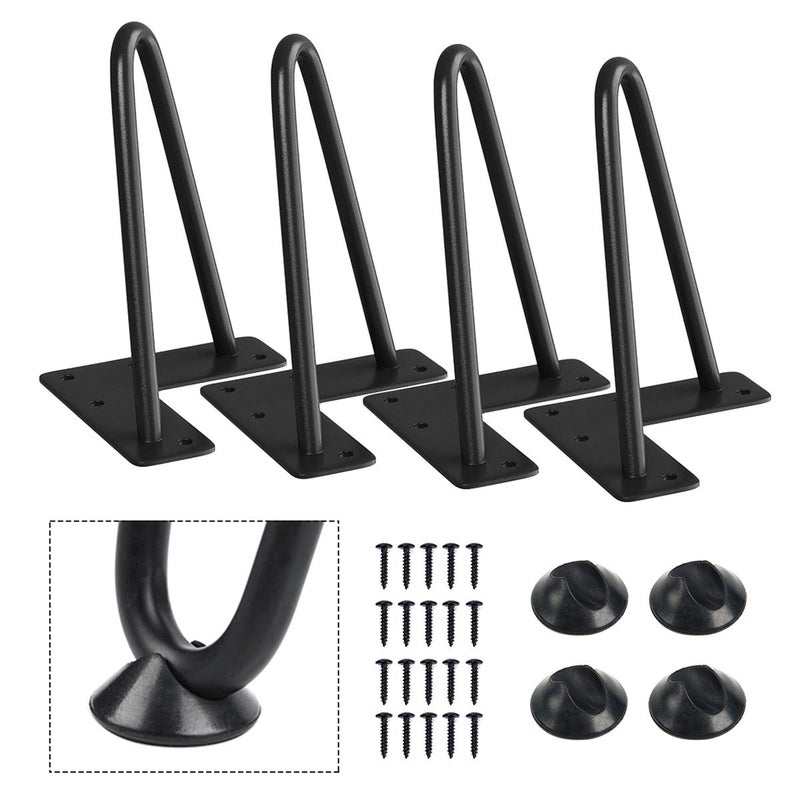 SMARTSTANDARD 6 Inch Heavy Duty Hairpin Furniture Legs, Metal Home DIY Projects for TV Stand, Sofa, Cabinet, etc with Rubber Floor Protectors Black 4PCS - Image 1